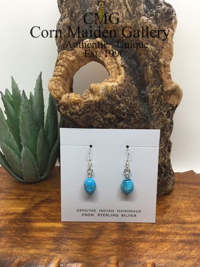 Sold at Auction: B, Sterling Silver Genuine Turquoise Earrings Navajo  Native American Indian Jewelry Signed by B